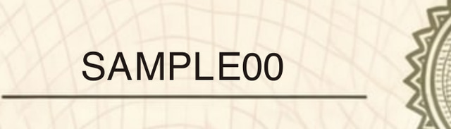 Synthetic sample certificate verification number field: SAMPLE00.