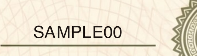 Synthetic sample certificate verification number field: SAMPLE00.